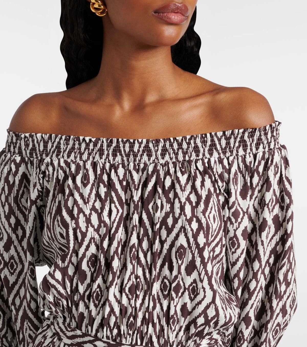 Melissa Odabash Eclipse gathered printed midi dress