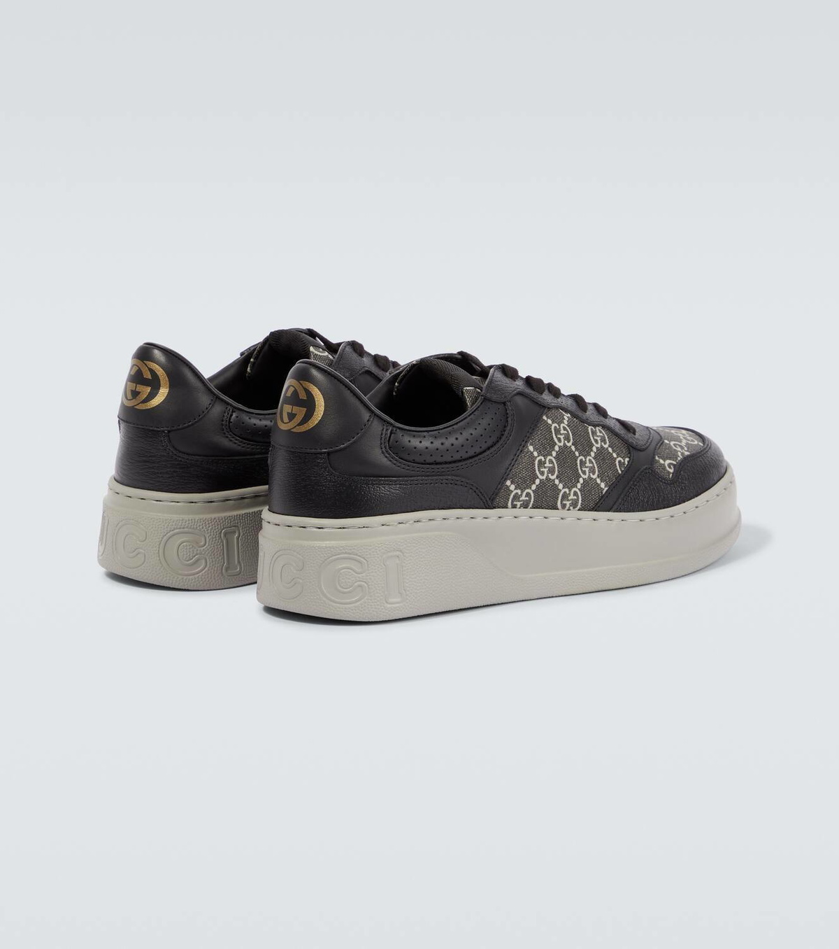 Gucci GG leather-trimmed canvas sneakers Gucci
