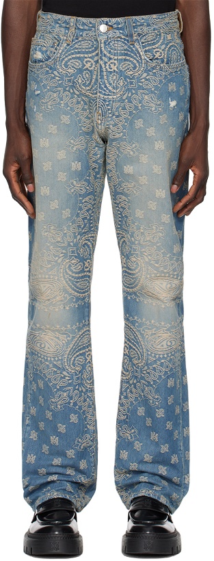 Photo: AMIRI Blue Bandana Jacquard Straight Jeans