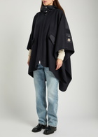 Moncler Hooded Shell and Wool-blend Cape Coat - Black - One Size