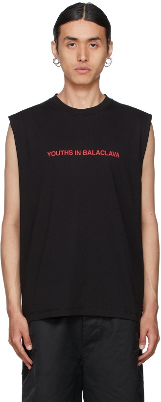 Photo: Youths in Balaclava Black Logo Sleeveless T-Shirt