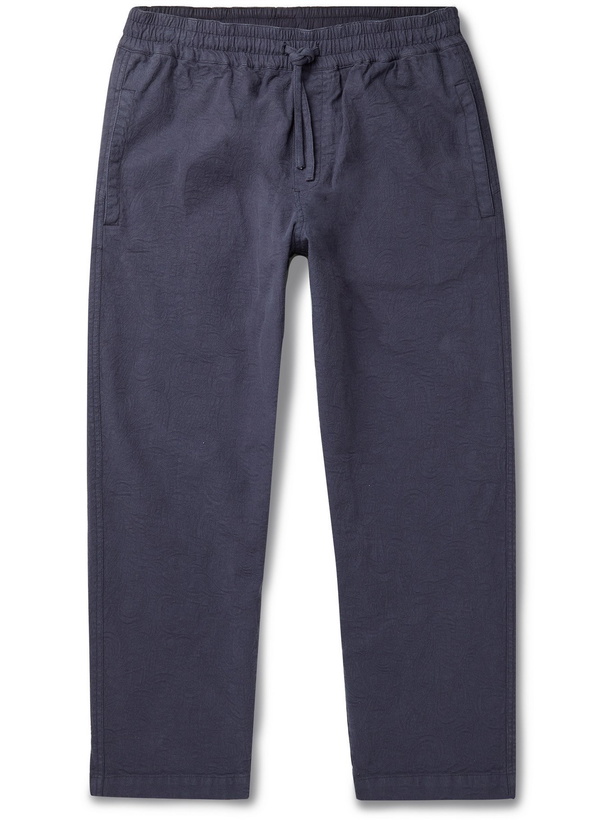 Photo: YMC - Alva Tapered Stretch-Cotton Jacquard Drawstring Trousers - Blue - L