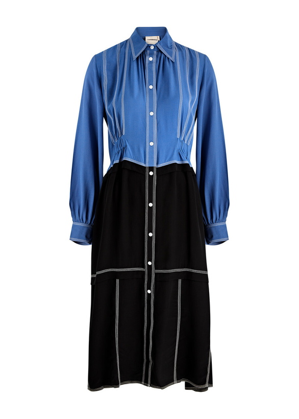 Photo: Lovebirds Marlin Silk Crepe de Chine Midi Shirt Dress Black