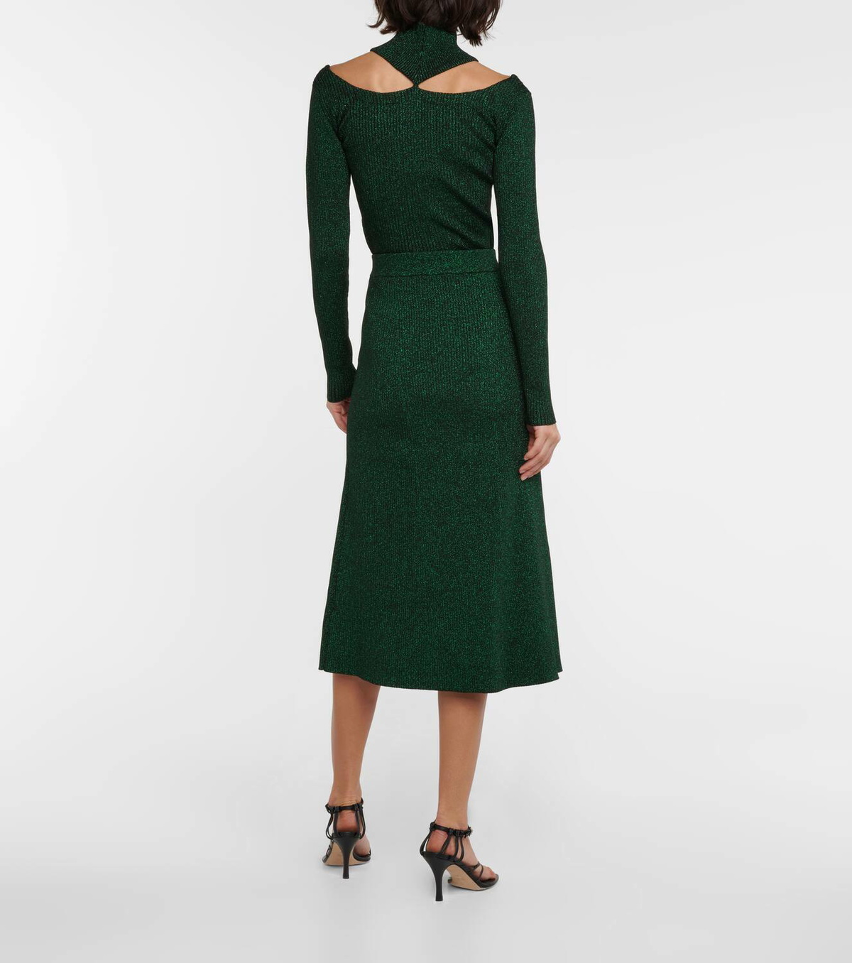 Christopher Kane High-rise metallic midi skirt