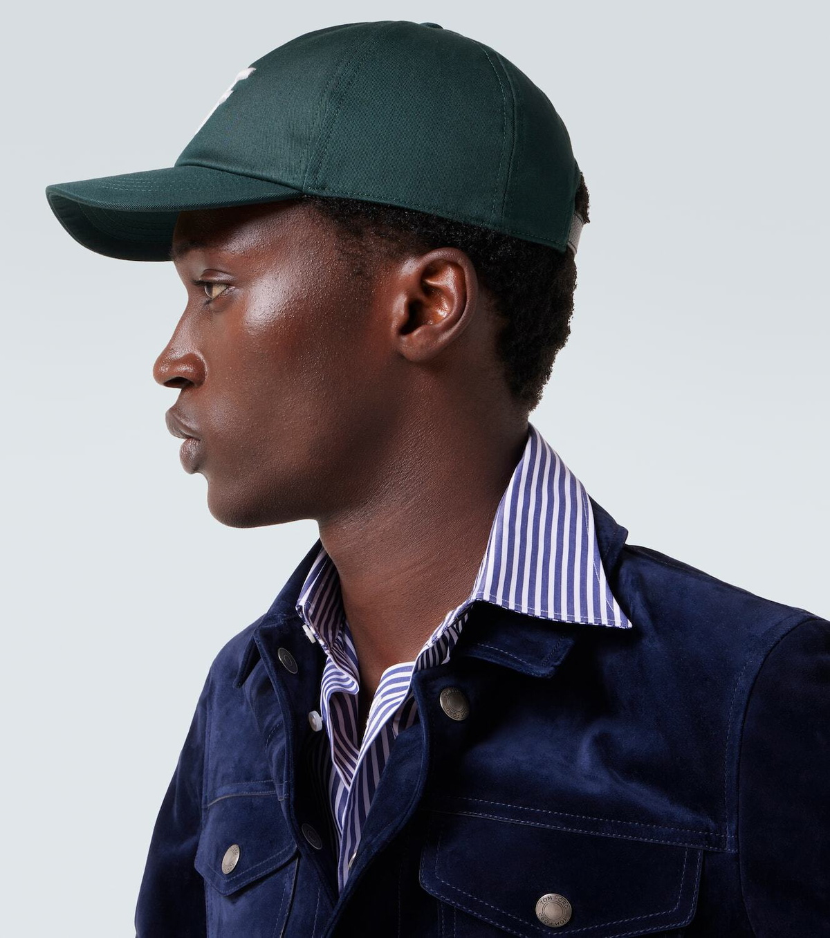 Tom Ford TF embroidered leather-trimmed baseball cap