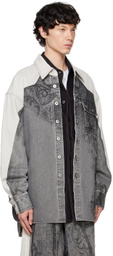 Feng Chen Wang Gray Printed Denim Jacket