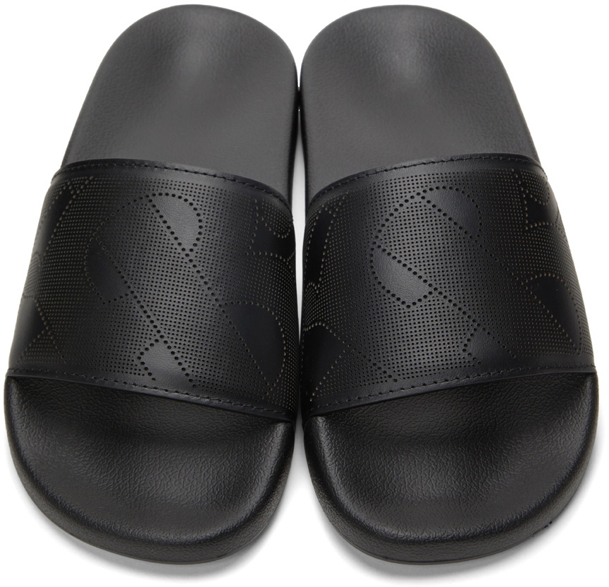 Burberry Leather Perforated Monogram Slides Burberry