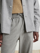 De Bonne Facture - Tapered Virgin Wool Drawstring Trousers - Gray