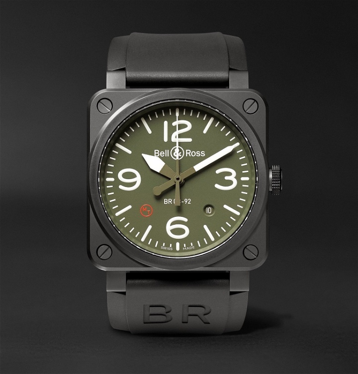 Photo: Bell & Ross - BR 03-92 Military Type 42mm Ceramic and Rubber Watch, Ref. No. BR0392‐MIL-CE - Green