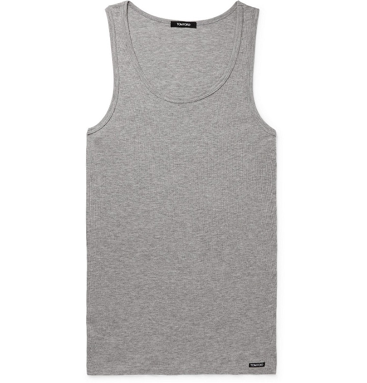 Photo: TOM FORD - Ribbed Cotton and Modal-Blend Jersey Tank Top - Gray
