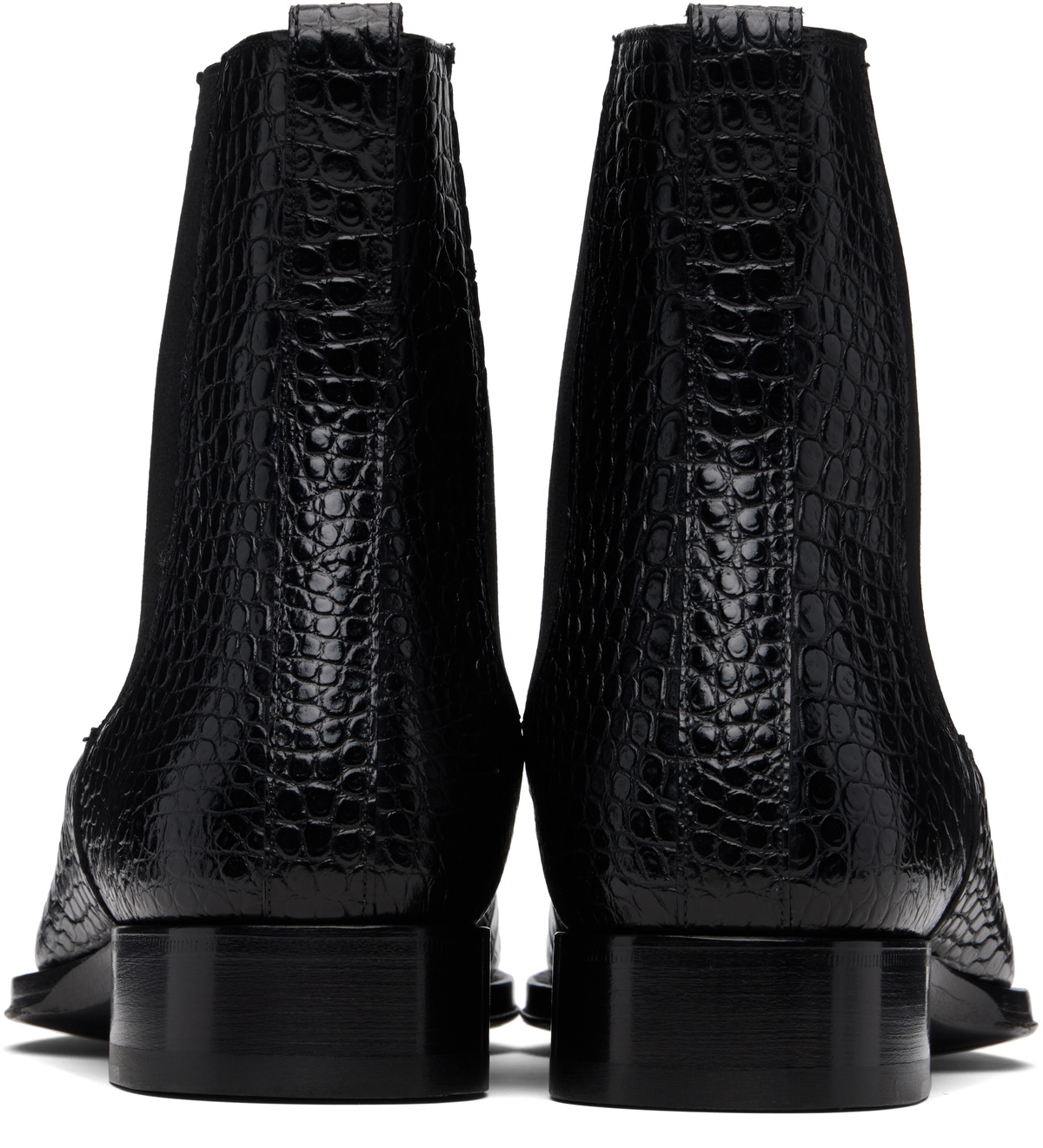 TOM FORD Black Shiny Printed Croc Elkan Chelsea Boots