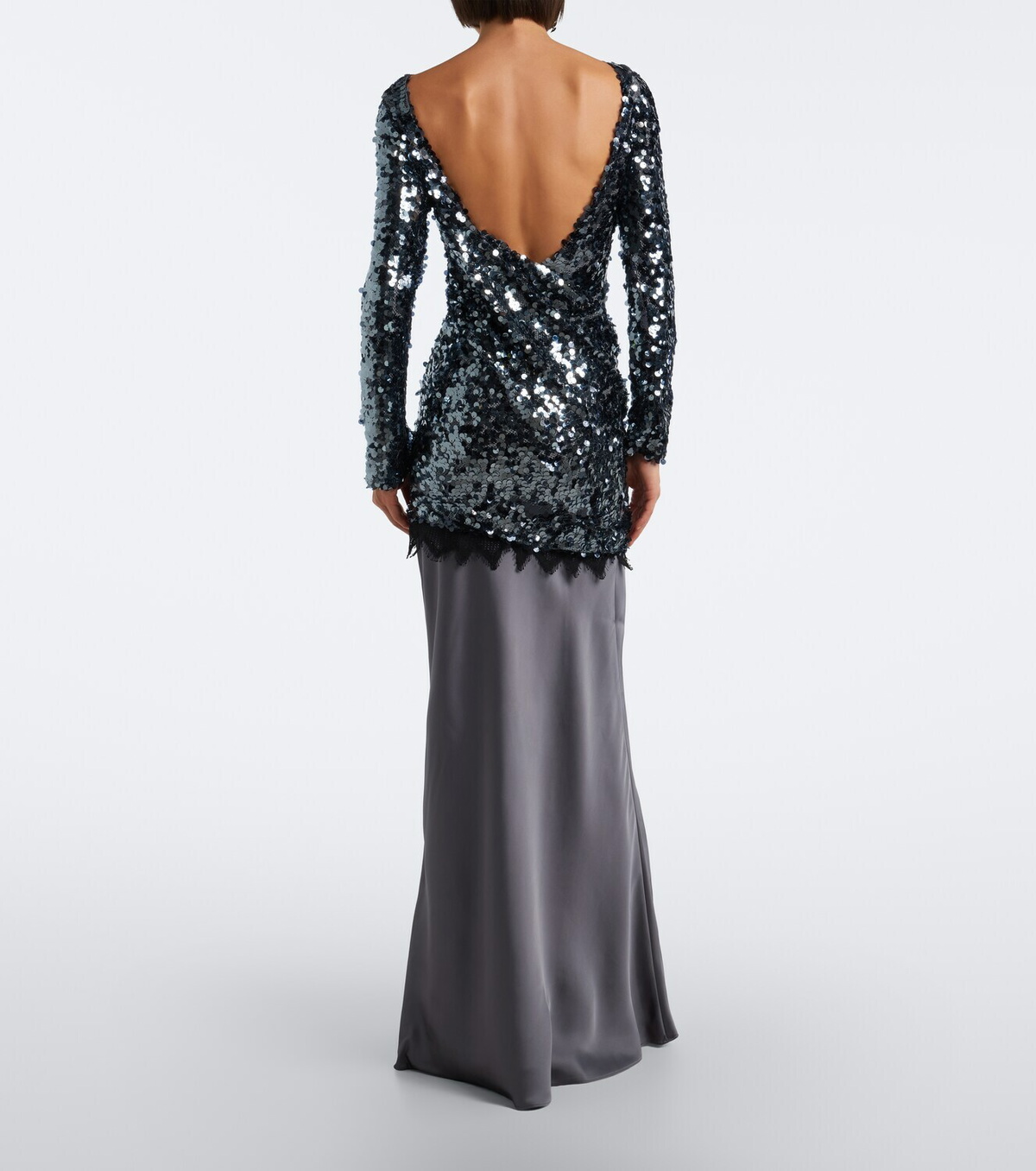 Christopher Esber Lace-trimmed sequined paneled gown