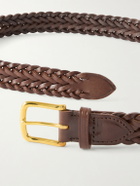 Drake's - 3cm Woven Leather Belt - Brown