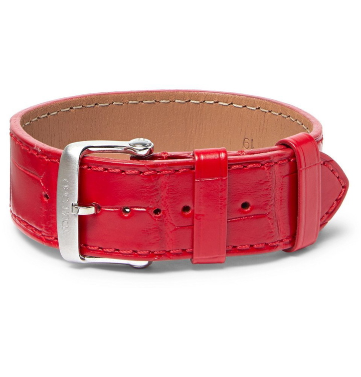 Photo: TOM FORD - Croc-Effect Leather Watch Strap - Men - Red