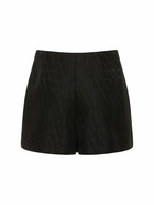 VALENTINO - Wool & Silk Crepe High Rise Logo Shorts