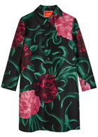 LA Double J Artemis Floral Wool-blend Mini Shirt Dress Black