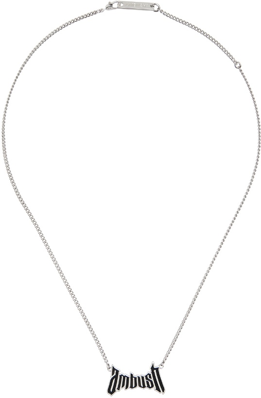 Photo: AMBUSH Silver Trad Logo Charm Necklace