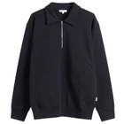 Norse Projects Men's Norse Standard Half Zip Sweatshirt in Dark Navy