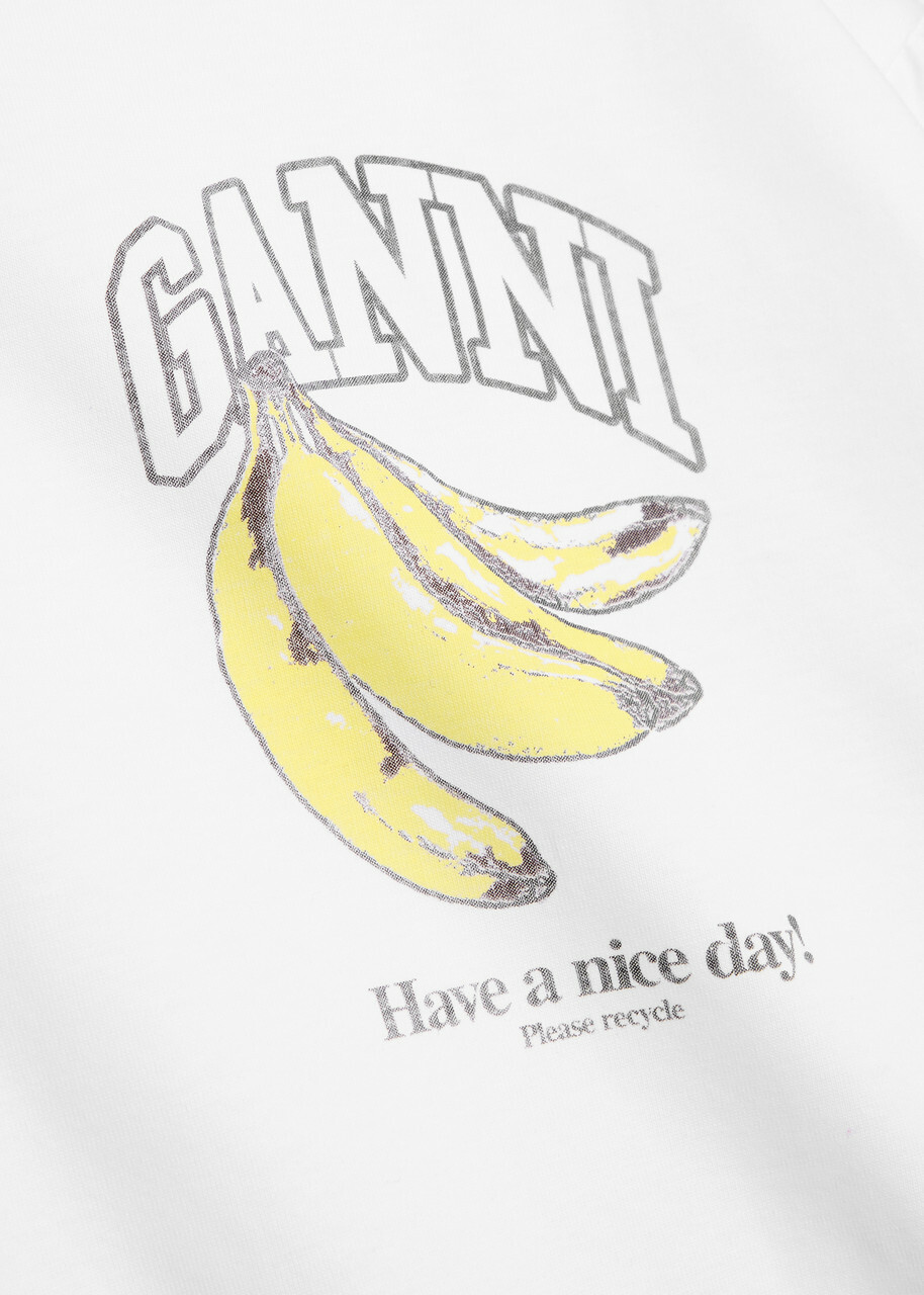 Ganni Printed Cotton T-shirt White