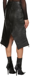 HODAKOVA Black Slit Leather Midi Skirt