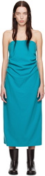 AURALEE Blue Brushed Super Fine Wool Flannel Midi Dress