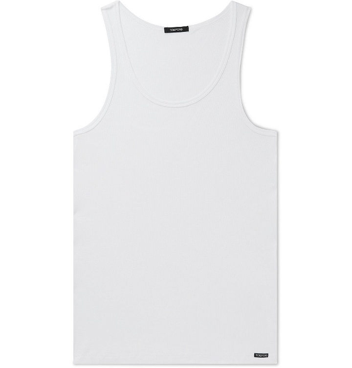Photo: TOM FORD - Ribbed Cotton and Modal-Blend Tank Top - White