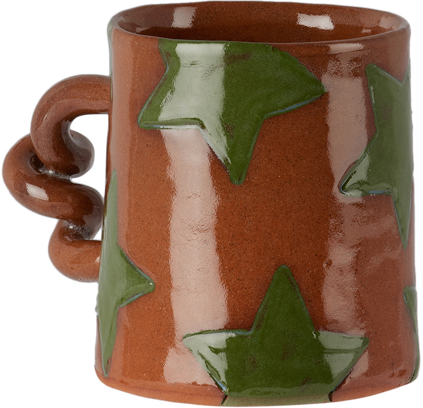 Harlie Brown Studio SSENSE Exclusive Brown & Green Star Delights Wiggle Mug