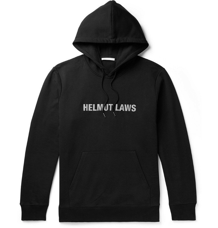 Photo: Helmut Lang - Logo-Print Loopback Cotton-Jersey Hoodie - Black