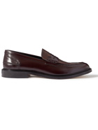 VINNY'S - Townee Panelled Snake-Effect Leather Penny Loafers - Brown - EU 41