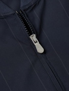 Brunello Cucinelli - Logo-Appliquéd Pinstriped Twill Tennis Bomber Jacket - Blue