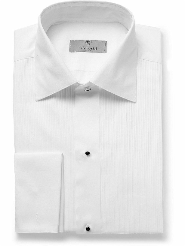 Photo: Canali - Slim-Fit Bib-Front Cotton-Poplin Tuxedo Shirt - White