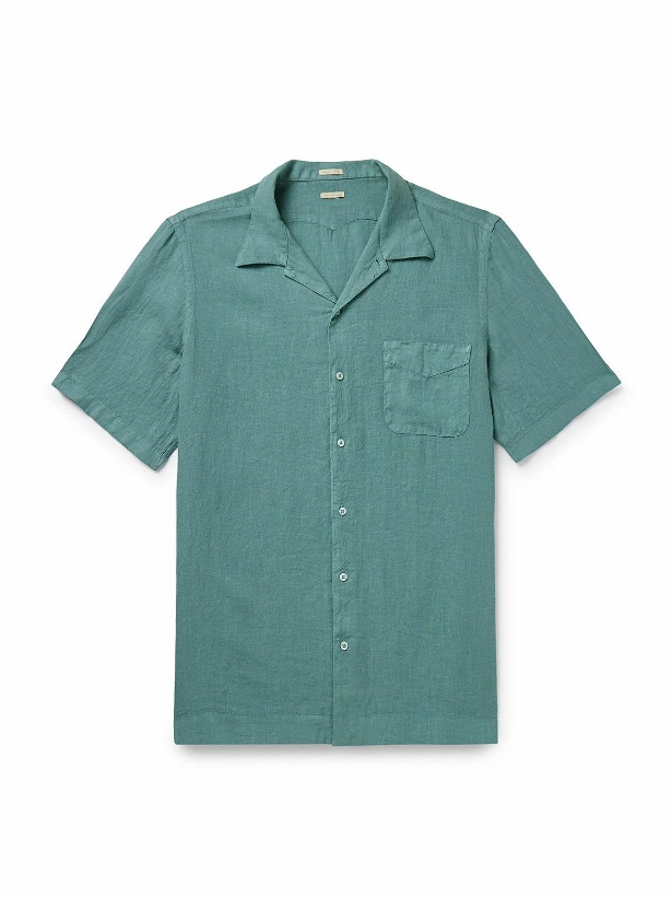 Photo: Massimo Alba - Venice Convertible-Collar Cotton Shirt - Green