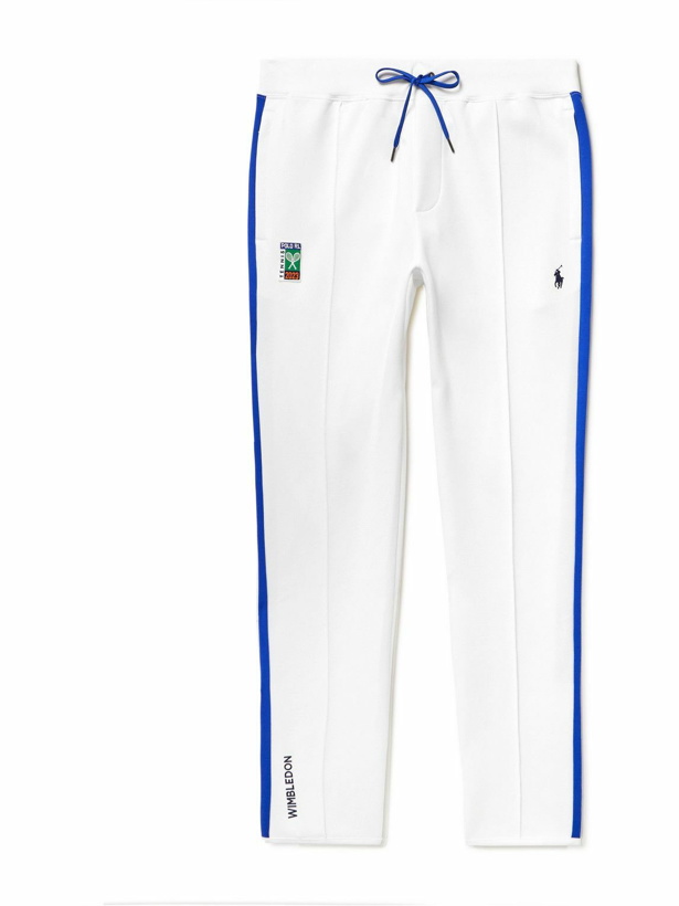 Photo: Polo Ralph Lauren - Wimbledon Tapered Appliquéd Cotton-Blend Jersey Track Pants - White