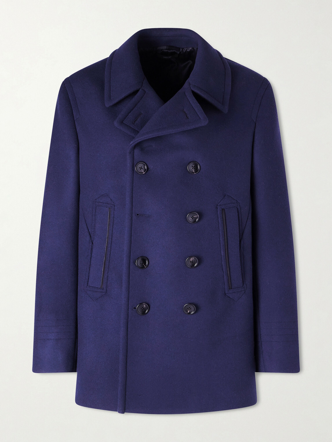 TOM FORD - Double-Breasted Wool Coat - Blue