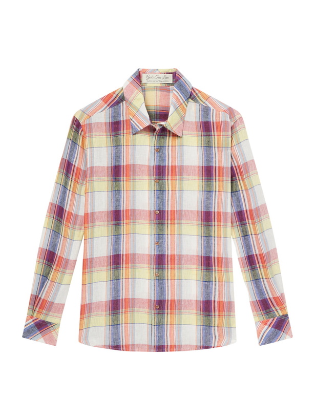 Photo: God's True Cashmere - Daybreak Checked Linen Shirt - Multi
