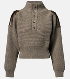 Burberry Cropped leather-trimmed wool-blend sweater
