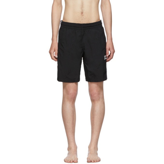 Photo: adidas Originals Black Striped Swim Shorts