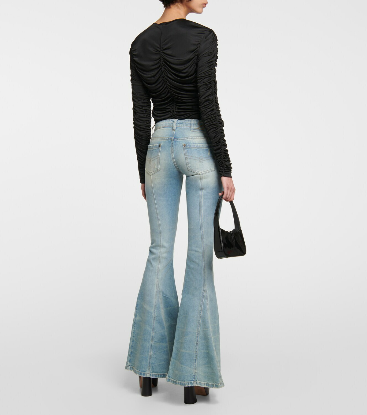 Blumarine - Embellished low-rise flared jeans