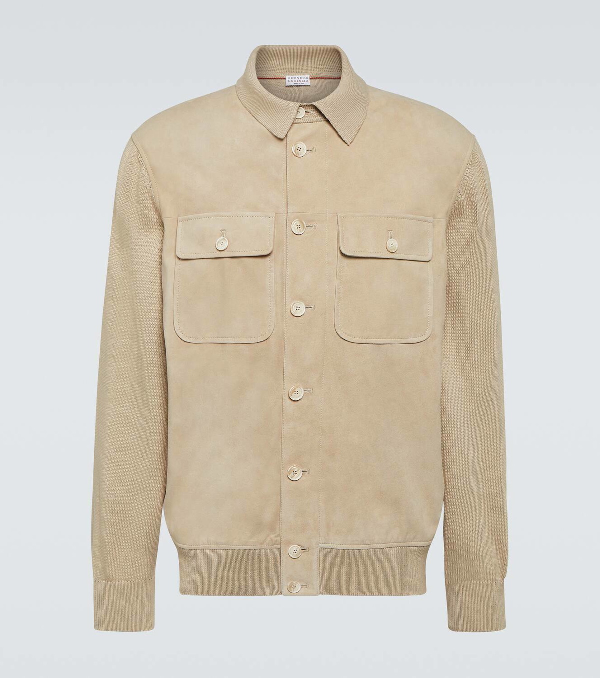 Brunello Cucinelli Cotton and suede blouson jacket