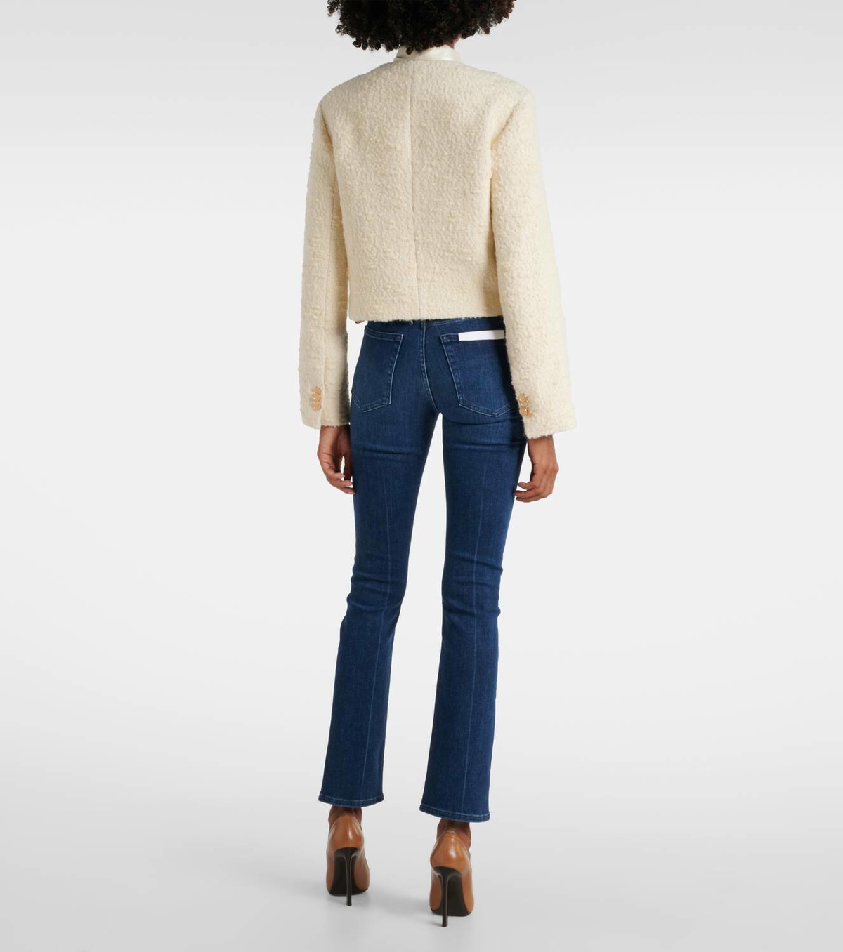 Frame Cropped cotton and wool jacket