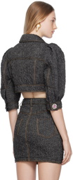 Moschino Black Crystal-Cut Denim Jacket