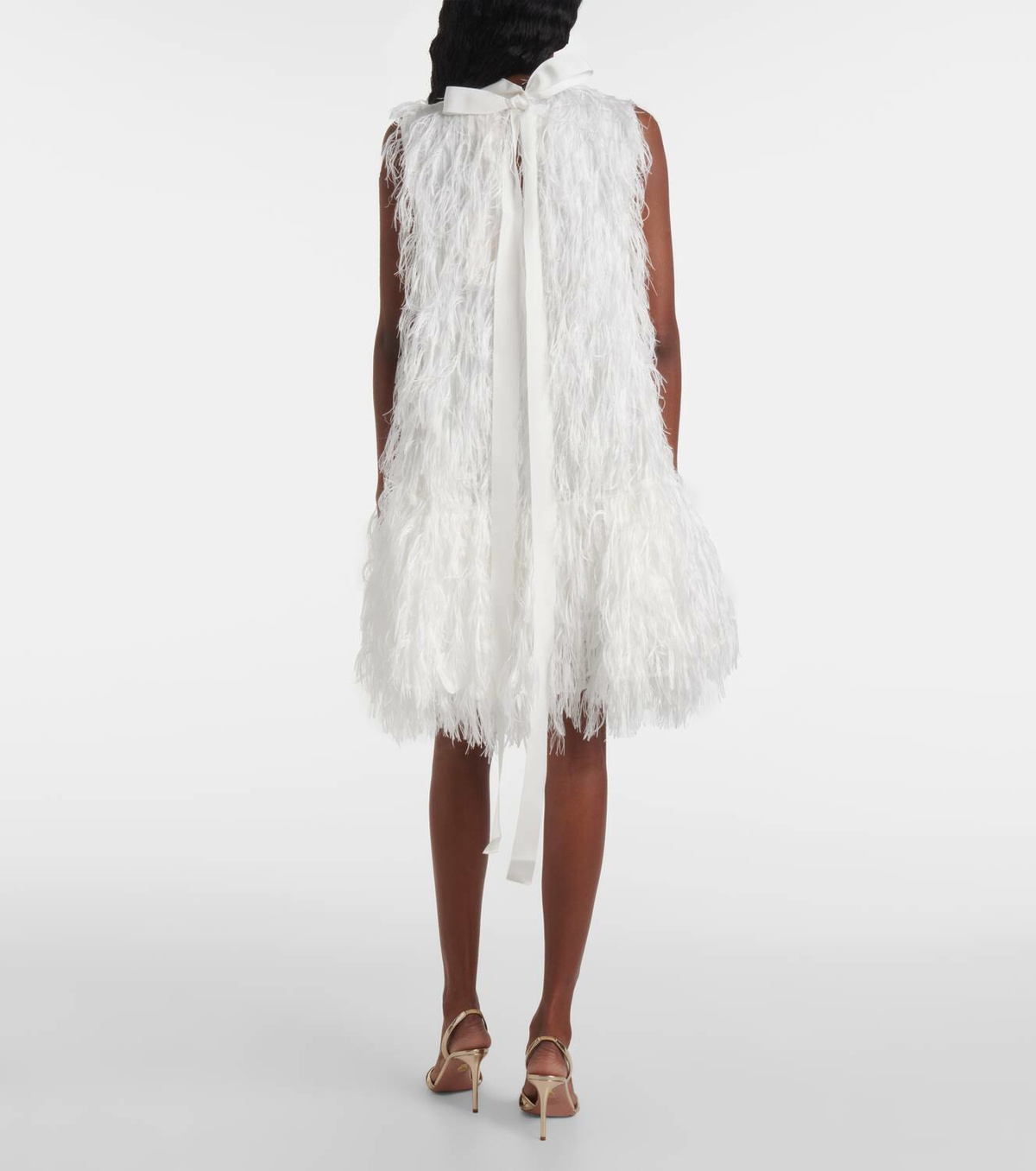 Roksanda Bridal Odette faux feather-trimmed silk minidress