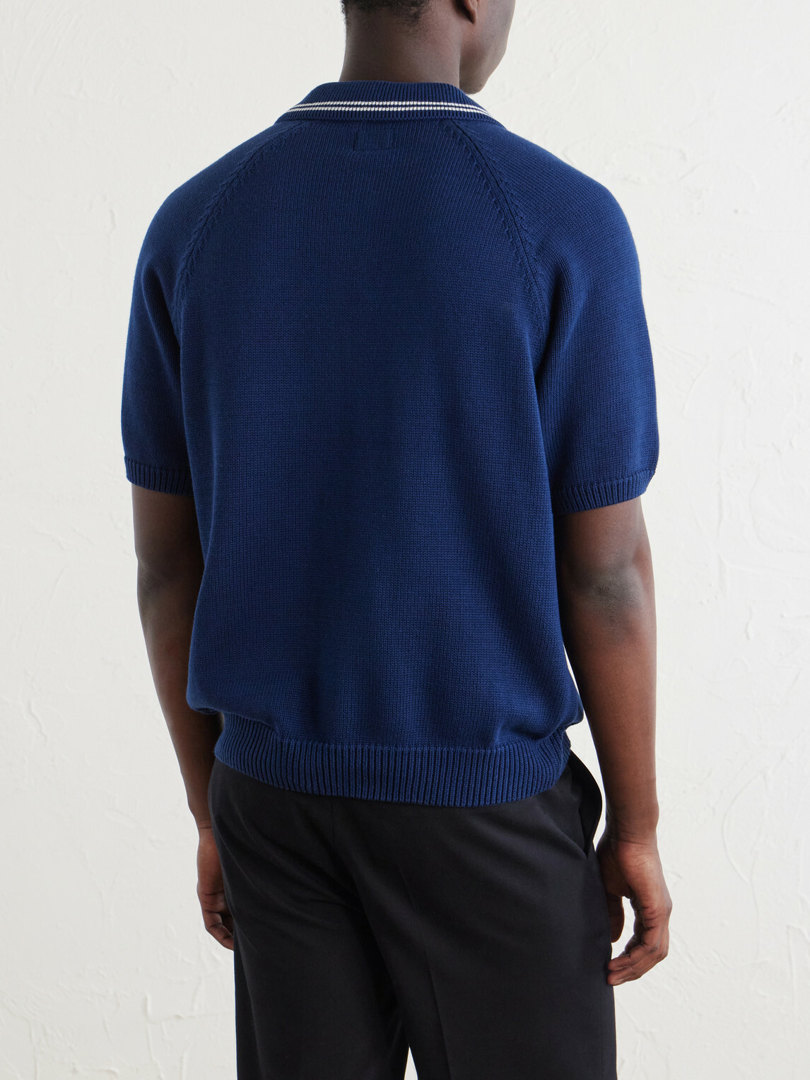 Noah - Striped Organic Cotton Polo Shirt - Blue