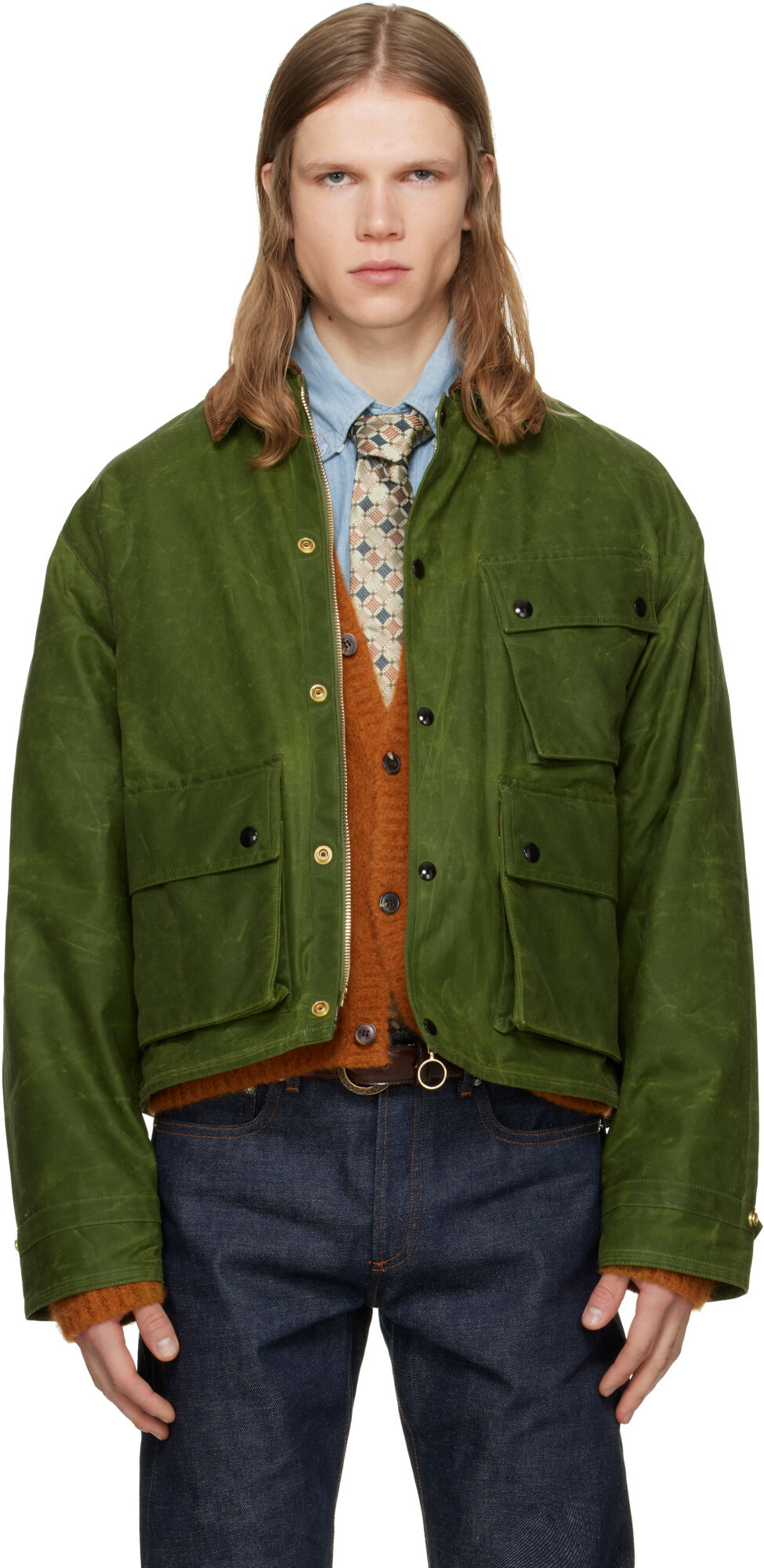 Drake's Khaki Waxed Cotton Wader Jacket
