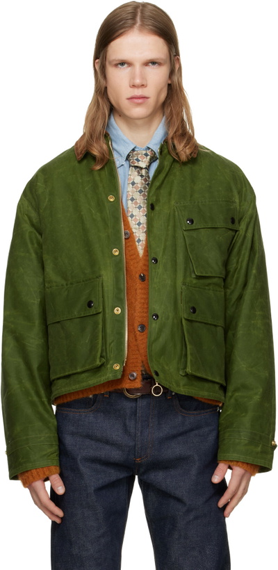 Photo: Drake's Khaki Waxed Cotton Wader Jacket