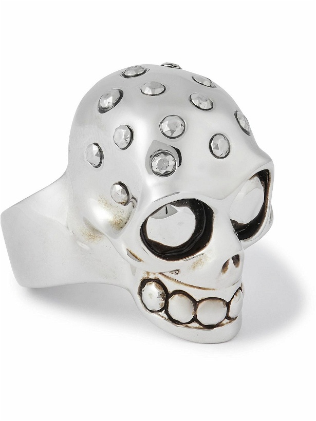Photo: Alexander McQueen - Skull Engraved Silver-Tone Ring - Silver
