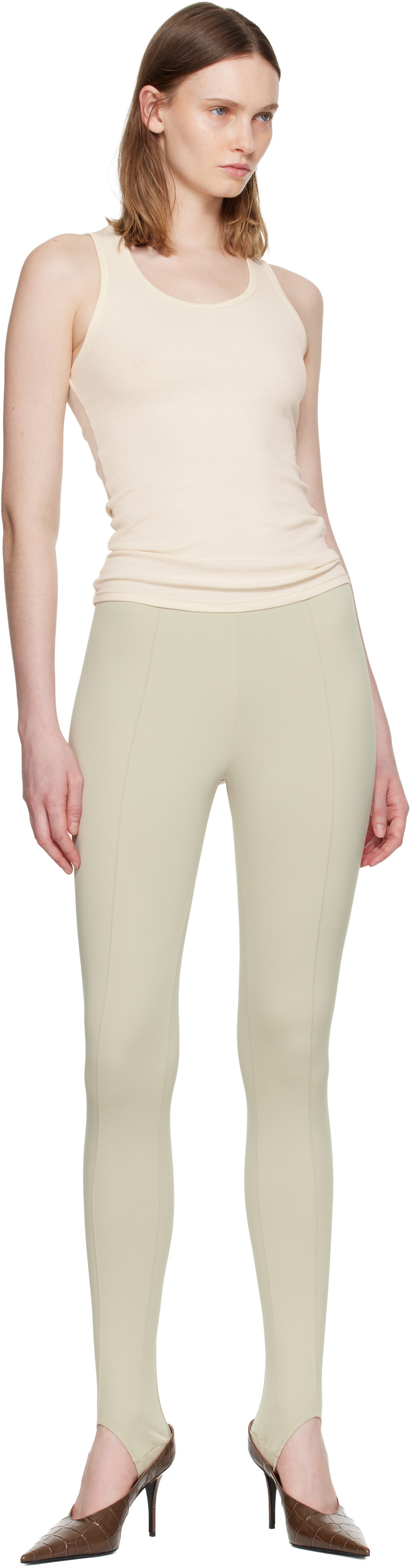 WARDROBE.NYC Beige Opaque Stirrup Leggings