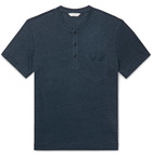 Club Monaco - Slub Linen Henley T-Shirt - Navy