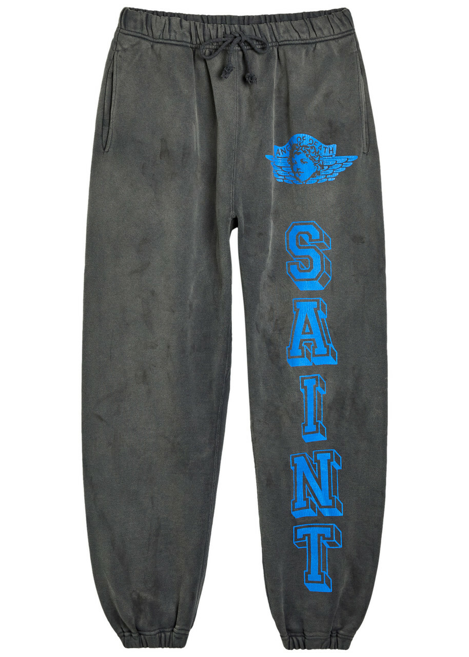 Saint Mxxxxxx Angel of Death Printed Cotton Sweatpants Black
