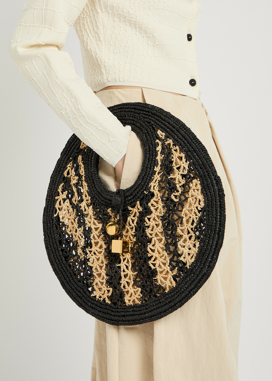 Jacquemus Le Petit Round Spiaggia Raffia Tote bag - Black - One Size